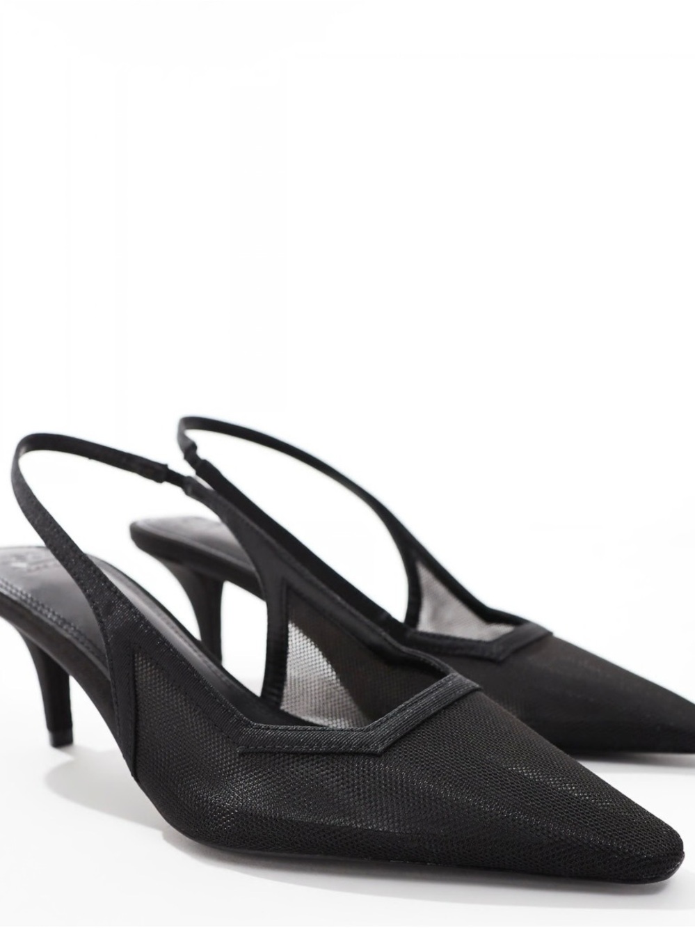 Black Mesh Slingback Heels